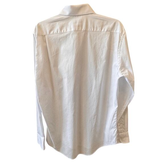 New NORDSTROM Men's White Non-Iron Trim Fit Cotton Dress Shirt Size 16 32/33 - Picture 4 of 7